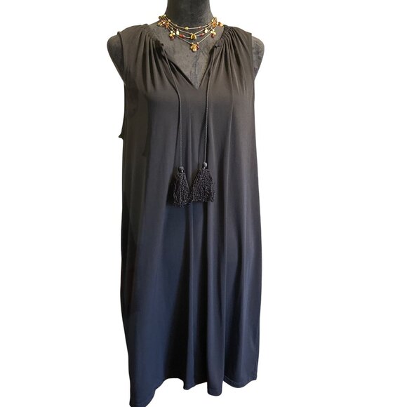 Michael Kors Dresses & Skirts - 💖Michael Kors Black Sleeveless Tassel Tie Dress XL Womens Casual Wear